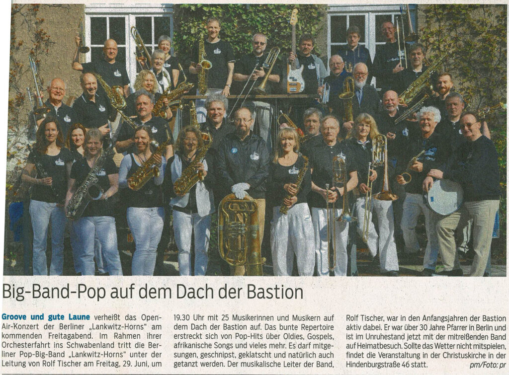 DerTeckbote berichtet im Juni über den Auftritt der Lankwitz Horns auf der Bastion in Kirchheim/Teck.